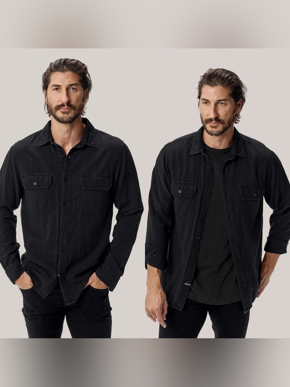 Buck Mason Black Double Weave Vintage Two Pocket Shirt Size XXL NWT